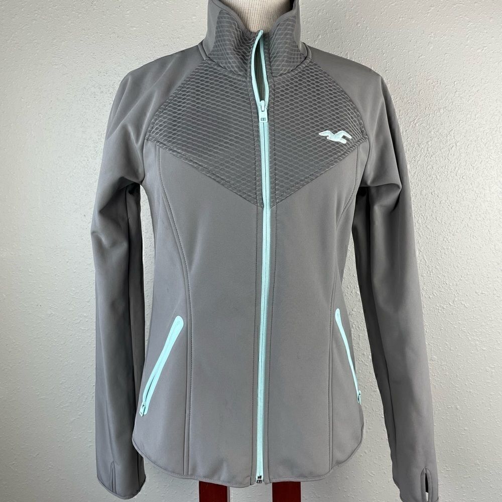 Hollister Gray Full Zip Jacket Size M EUC